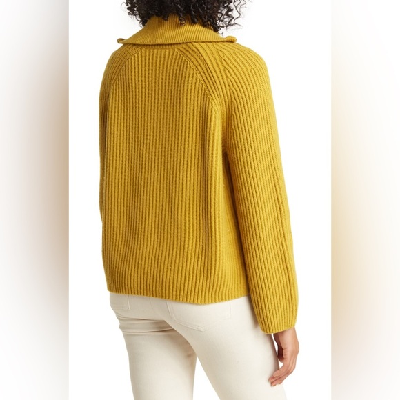 NWOT REISS Janette Half Zip Knit Sweater Size S Mustard Yellow Wool Blend Cozy - Picture 2 of 15